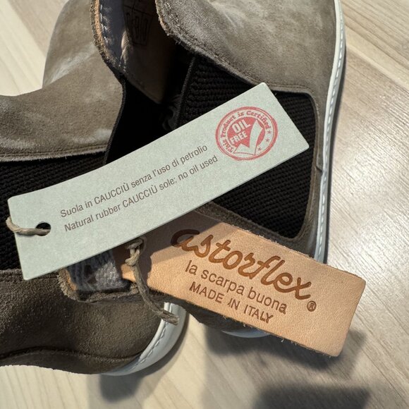 NWB Astroflex Rolflex Stone Brown Suede Chelsea Boots Men's Size 44 - Picture 8 of 10